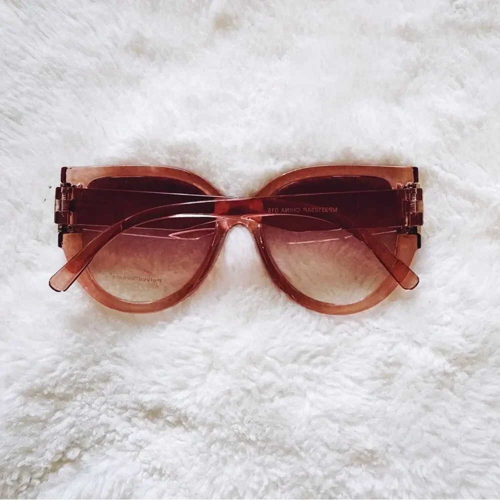 Rosy Clear Pink Cat Eye Oversized Sunglasses
